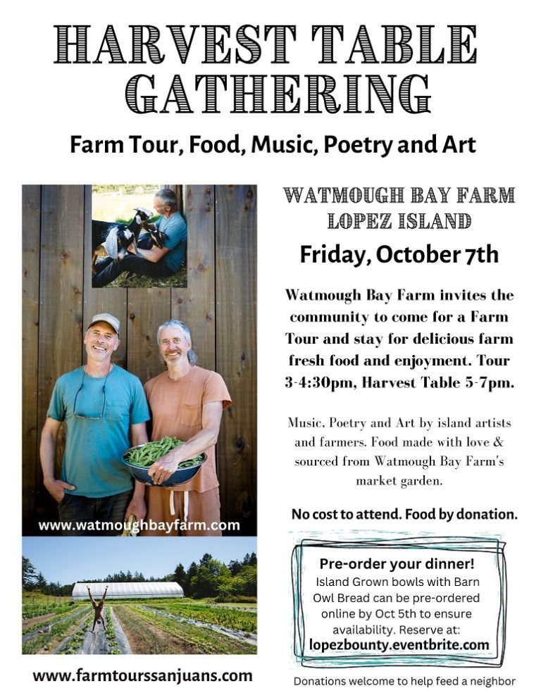 Harvest Table Gathering Oct 7th on Lopez Island